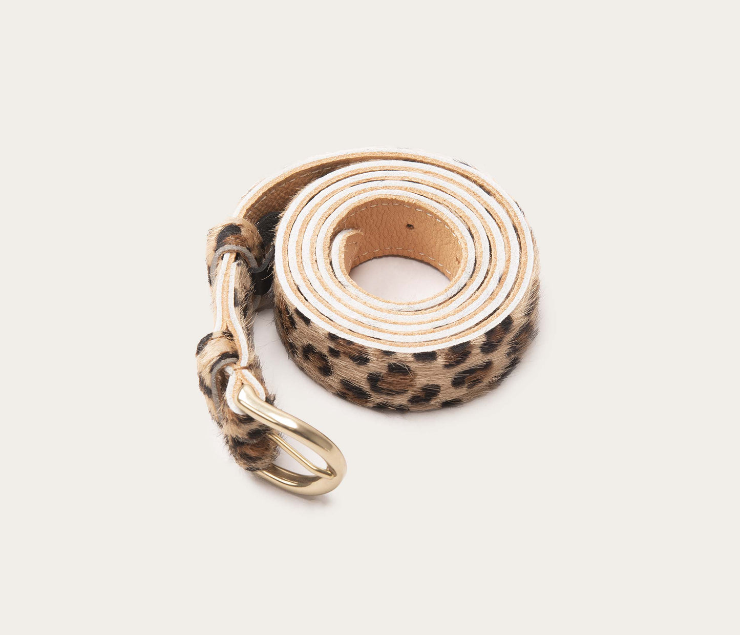 Ceinture 25mm imprimé en cuir poils léopard