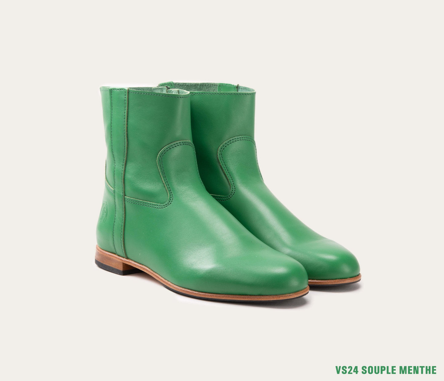 bottine verte, bottine femme verte en cuir