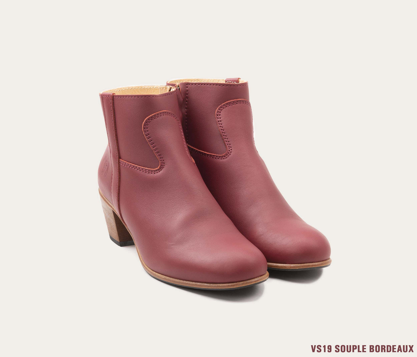 souple bordeaux, cuir souple bordeaux, bottine à talon bordeaux, bottine pour femme
