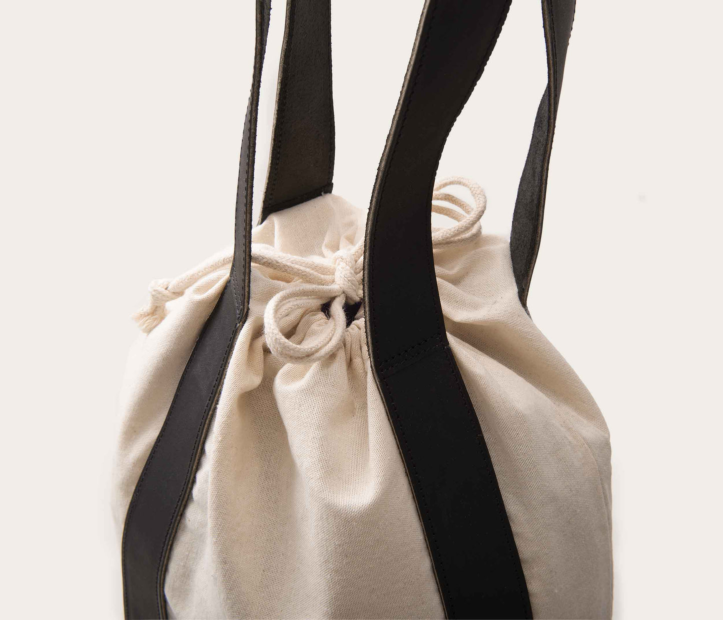 Tote Bag Coton & Cuir Noir