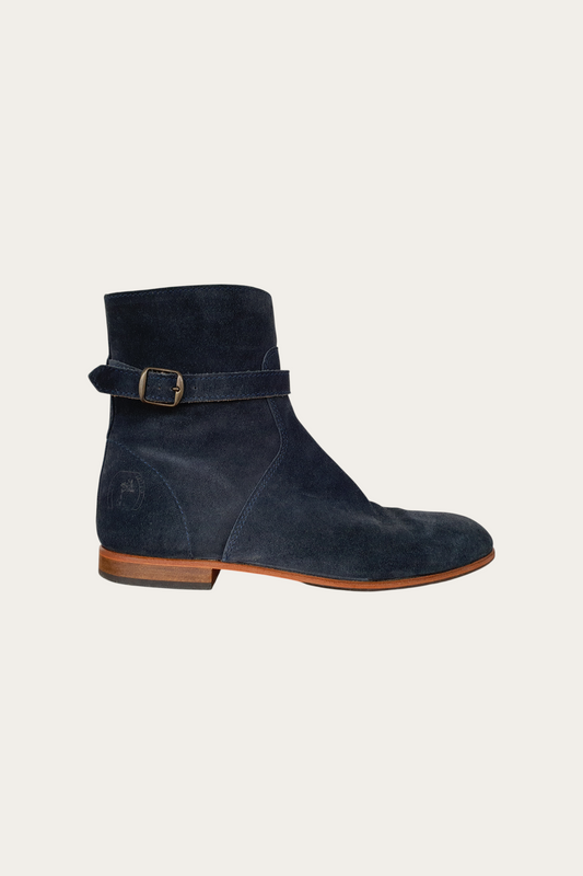 Navy velvet ankle boots
