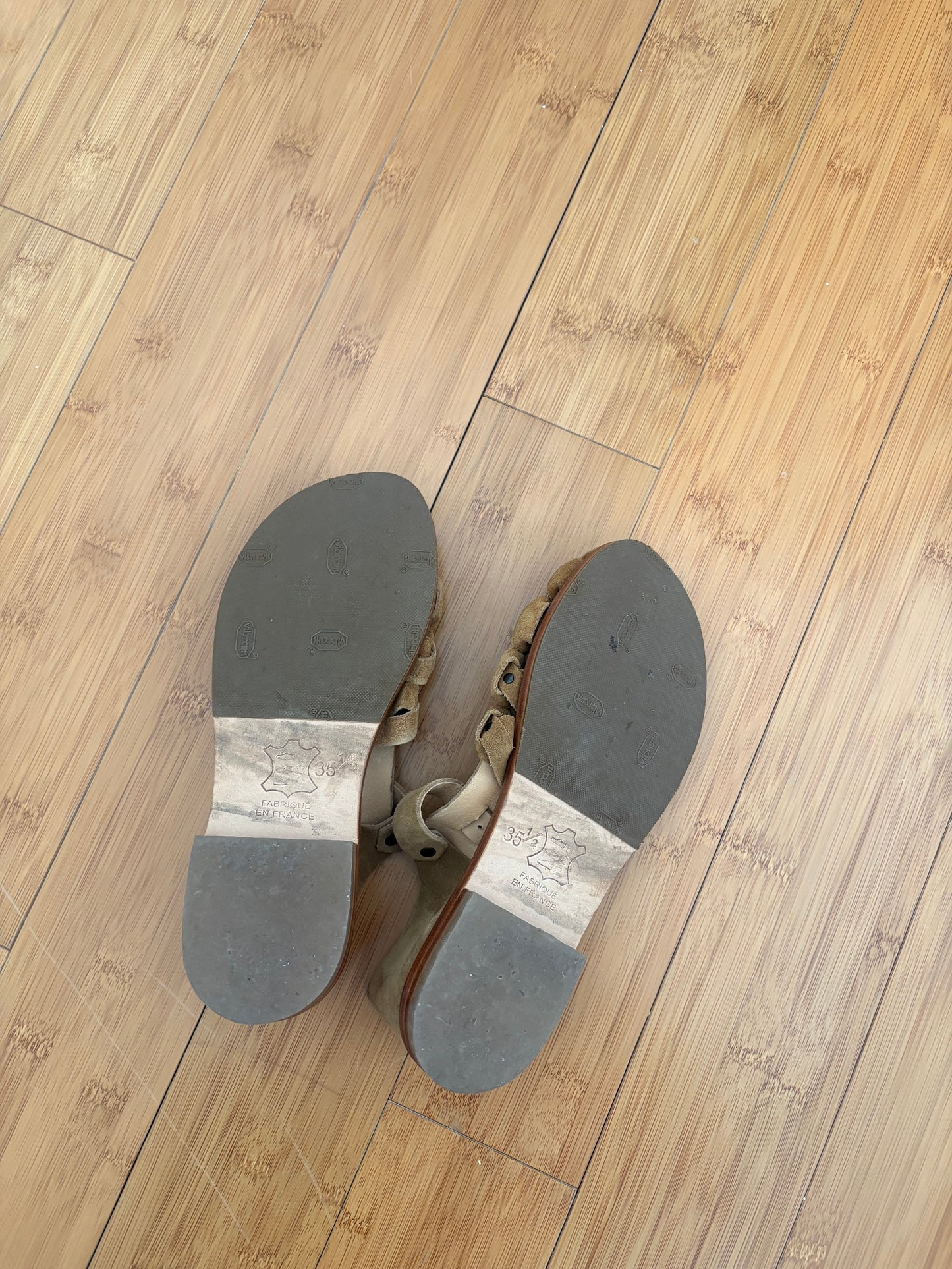 Serge Havana Leather Sandals Size 35.5 with protective soles
