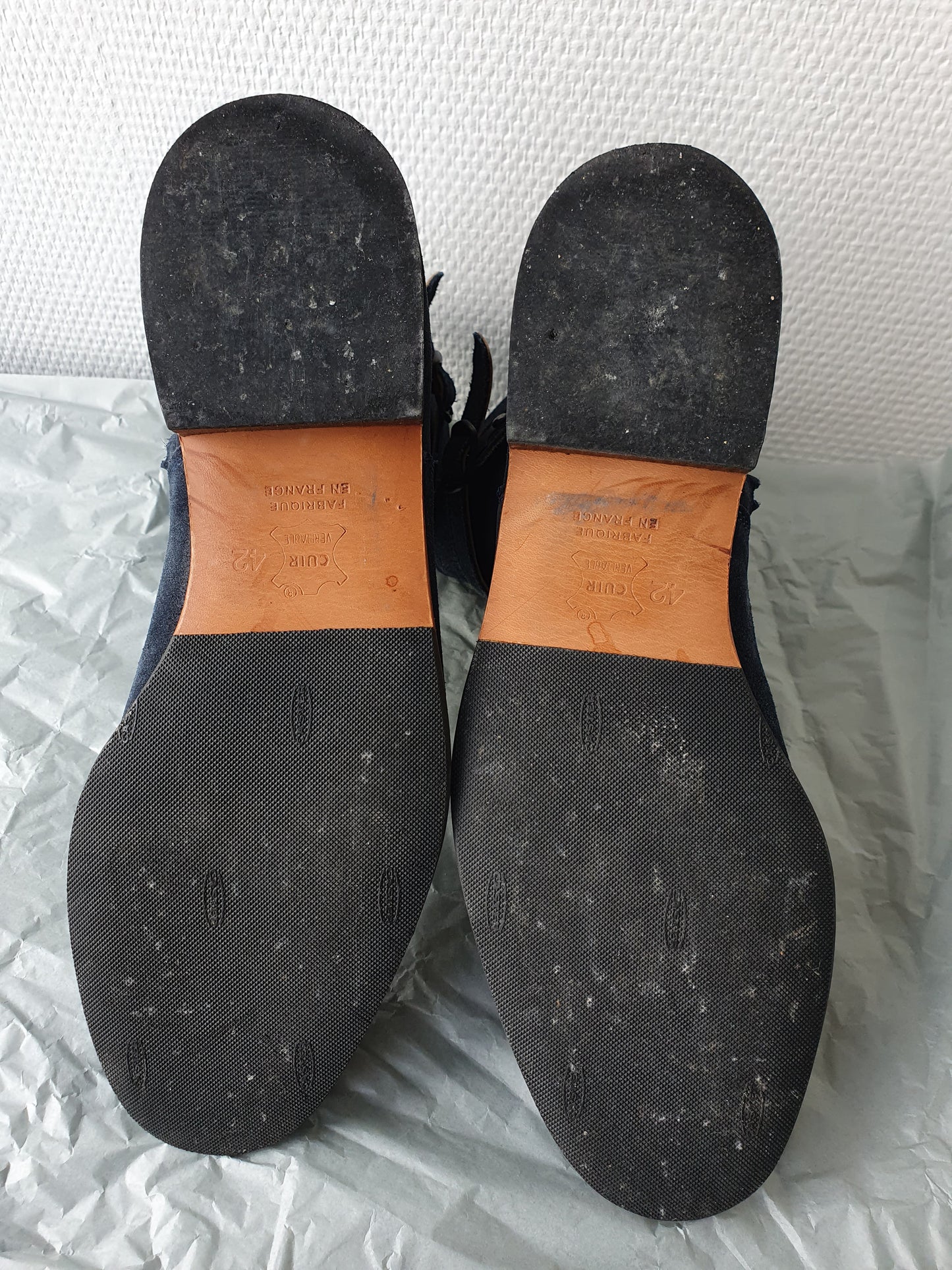 Navy velvet ankle boots