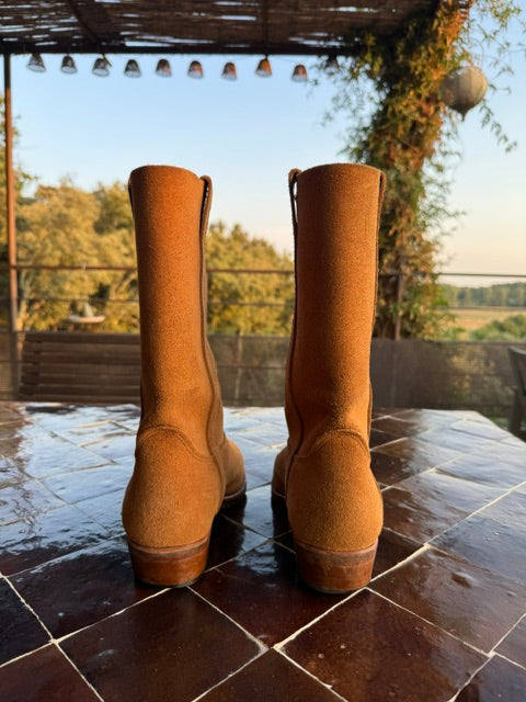 Gardian Paris Botte Femme Velours Havane