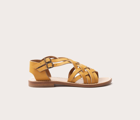 sandale en cuir gras naturel pour femmes - nus pieds sandale femme - sandale femme en cuir vue de profil