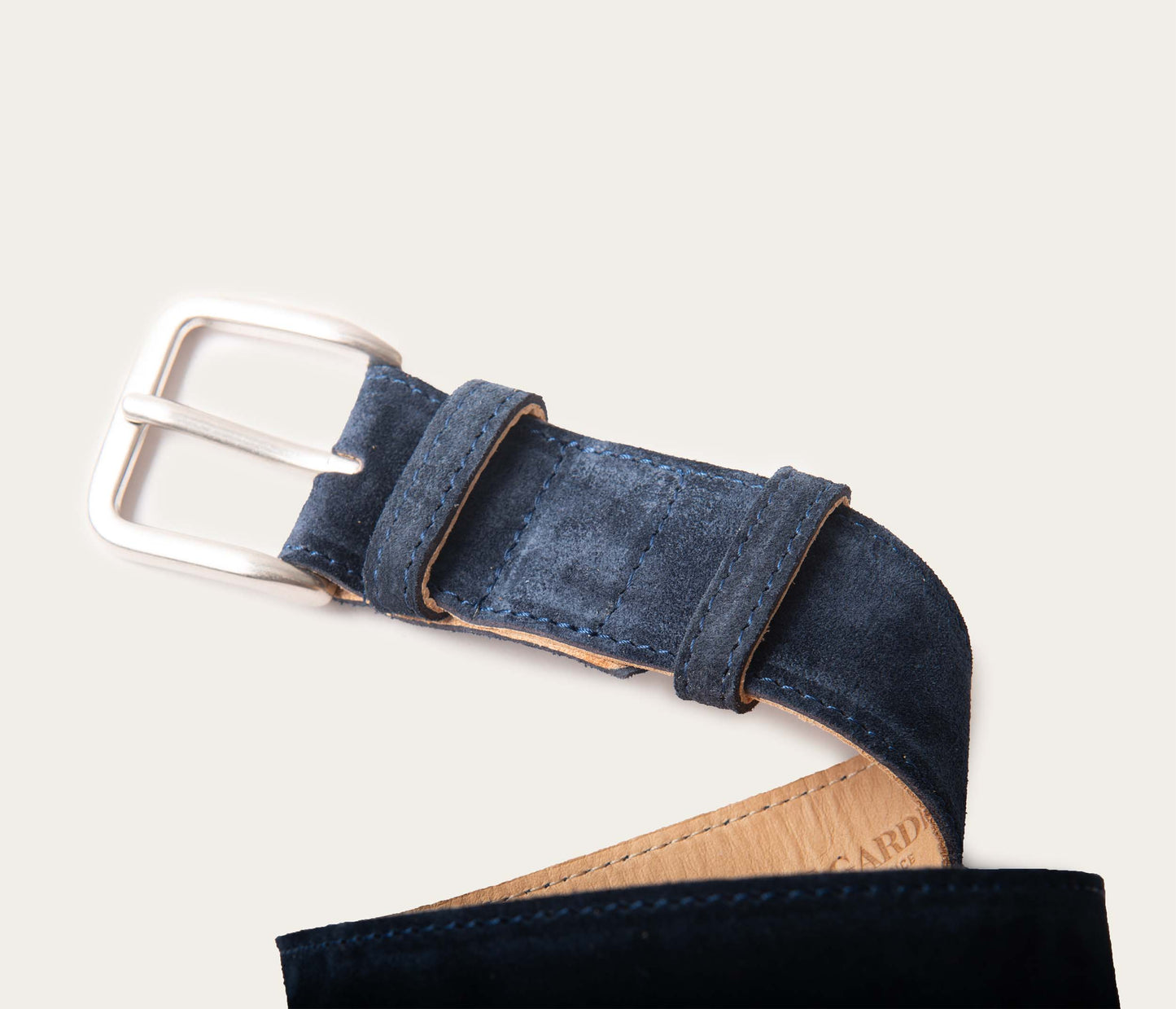 Ceinture 35mm en cuir velours Bleu