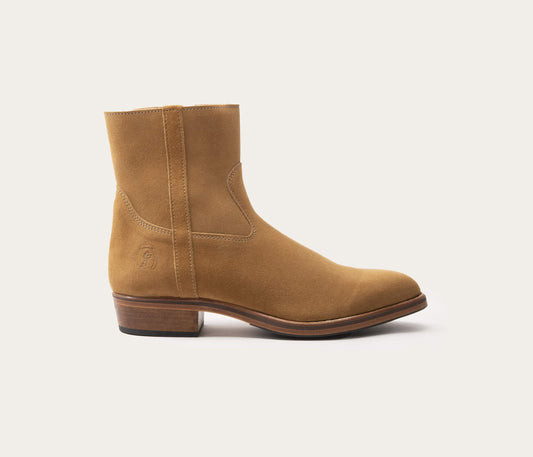 Bottines en velours homme - bottines la botte gardiane velours - velours havane  - boots camarguaise homme en velours - boots homme en velours - boots avec un zip homme - bottine zippées pour homme - bottine pour homme en cuir velours - bottine camarguaise - boots en cuir homme