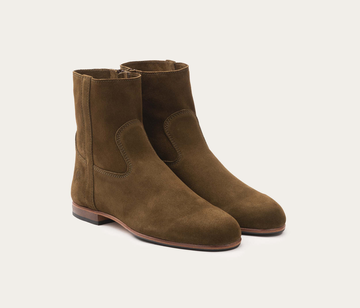 Elie Bottine Zip Femme velours Olive