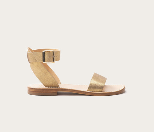 sandale en cuir doré, sandale en cuir couleur or, sandale en cuir pailleté, sandale la botte gardiane mage or, sandale femme dorée en cuir, sandale cuir pailleté, sandale dorée artisanale,