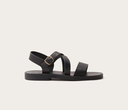 sandale sans chrome homme - nu pied homme sans chrome - la botte gardiane sandale en cuir noir - nu pied noir homme - cuir tannage végétal - chaussure avec tannage végétal homme - sandale en cuir tannage végétal sans chrome - made in France