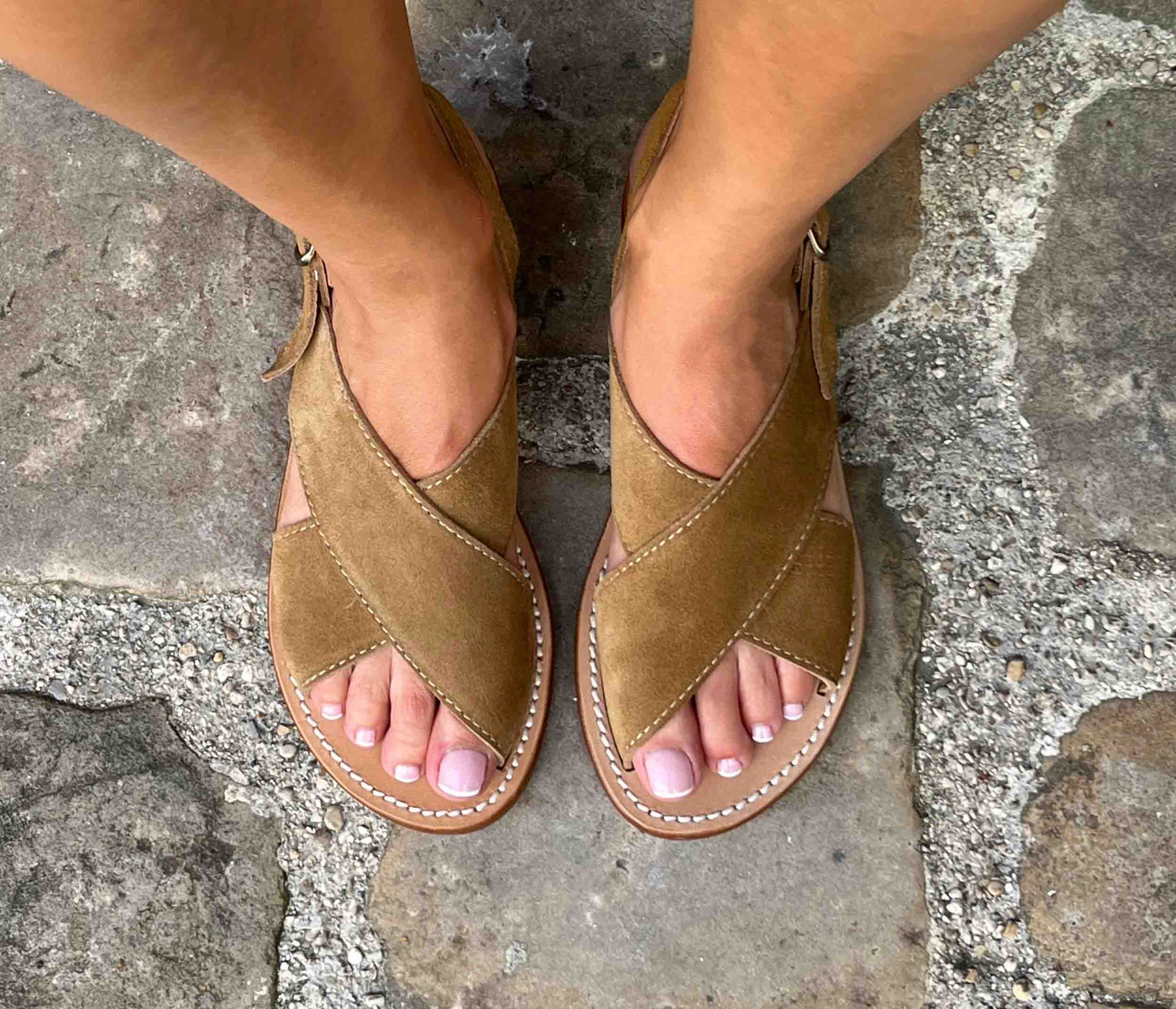 Uzès Sandale femme Velours Havane