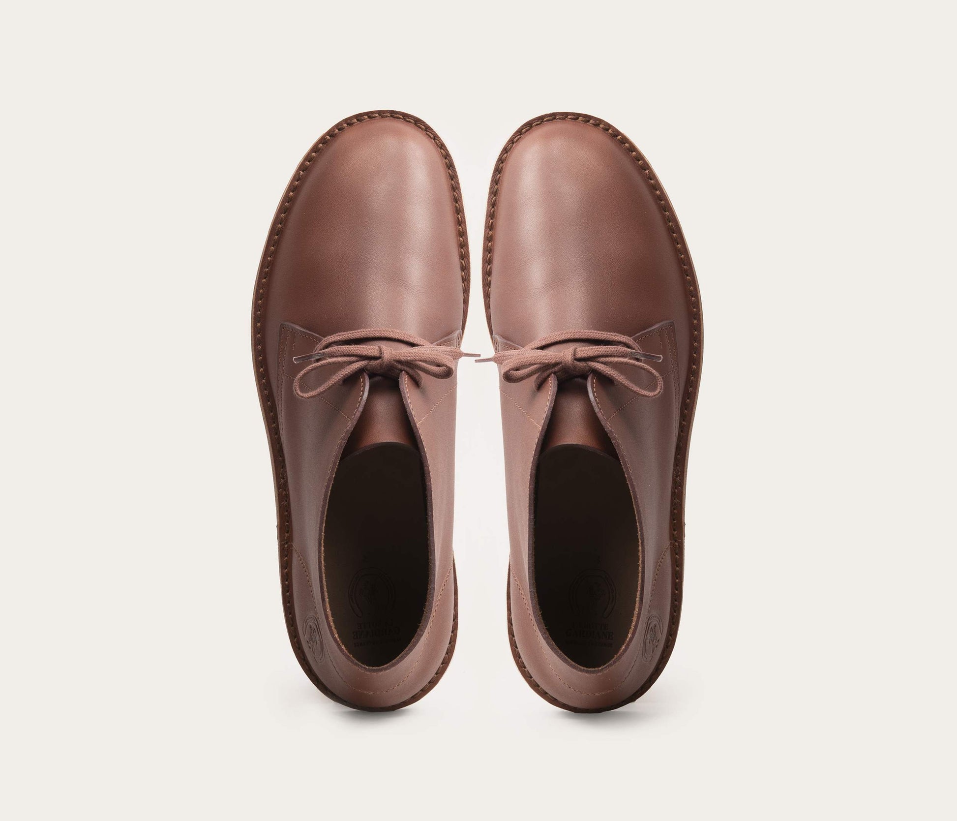 chaussure camarguaise homme et à lacets - cuir français marron - fabrication artisanale -